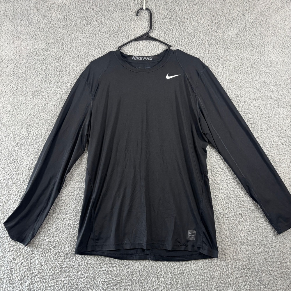 Nike Pro Dri-FIT Mens Fitted Long Sleeve Training Top Black L